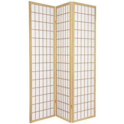 3-Panel Natural Wood Window Pane Room Divider - Freestanding Privacy Screen for Home Office, Living Room & Bedroom Partition