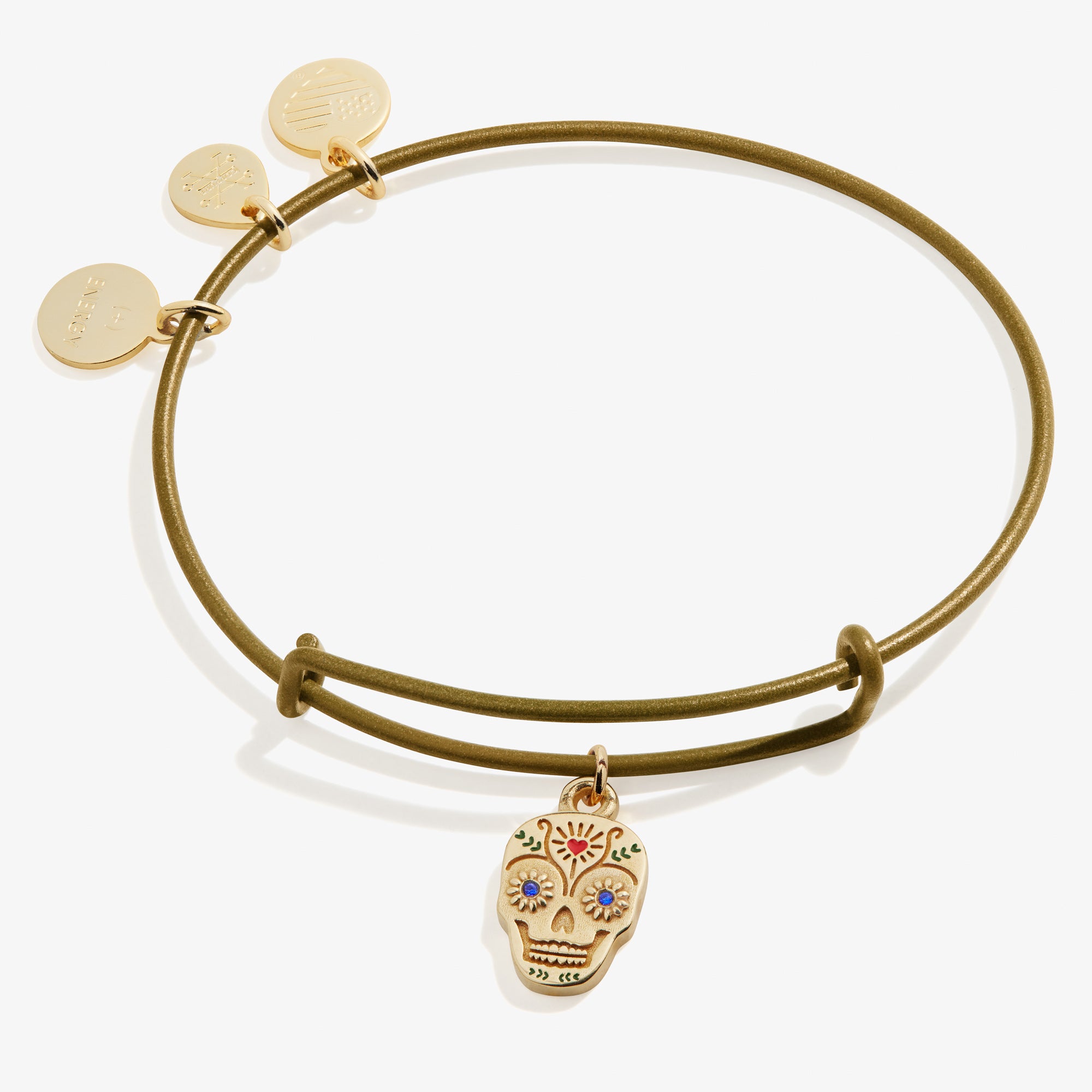 Stylish Green Calavera Charm Bangle Bracelet - Perfect for Day of the Dead Celebrations, Halloween Costumes & Boho Fashion Accessories