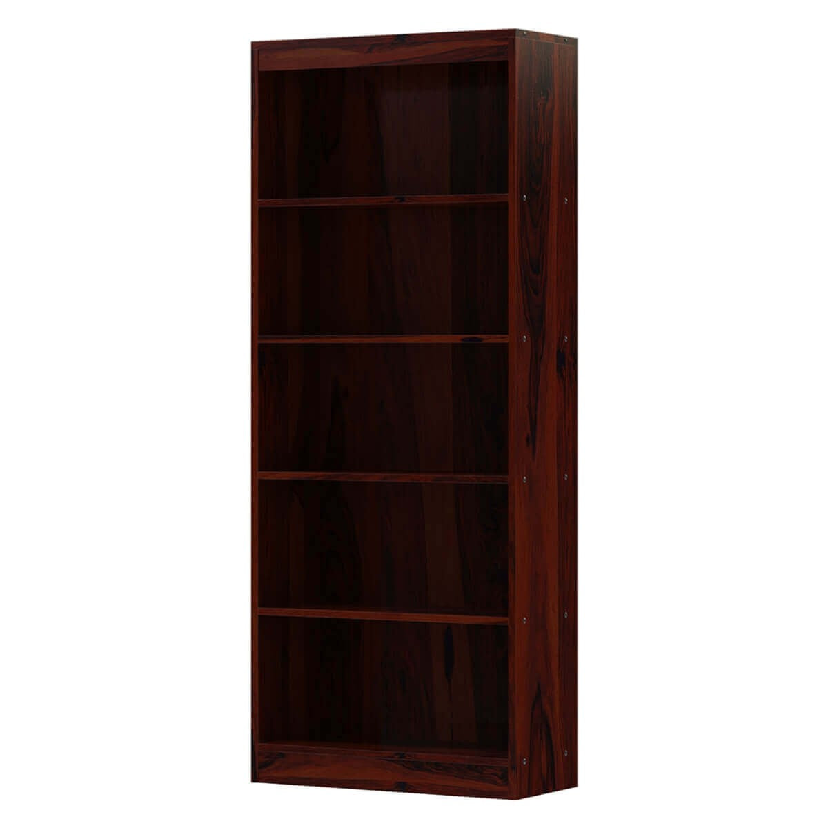 Solid Wood 5-Tier Open Shelf Bookcase - Rustic Style Home Office Bookshelf for Living Room, Bedroom & Study Organization
