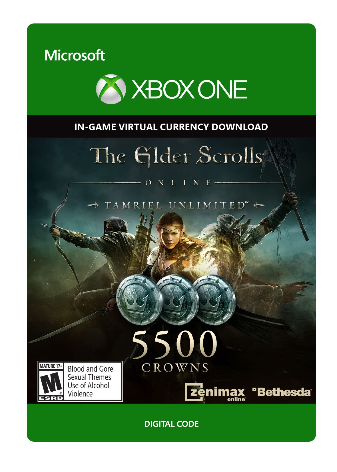 The Elder Scrolls Online Tamriel Unlimited Edition - 5,500 Crowns Digital Code for Xbox One | Adventure RPG Game for Online Multiplayer Gaming