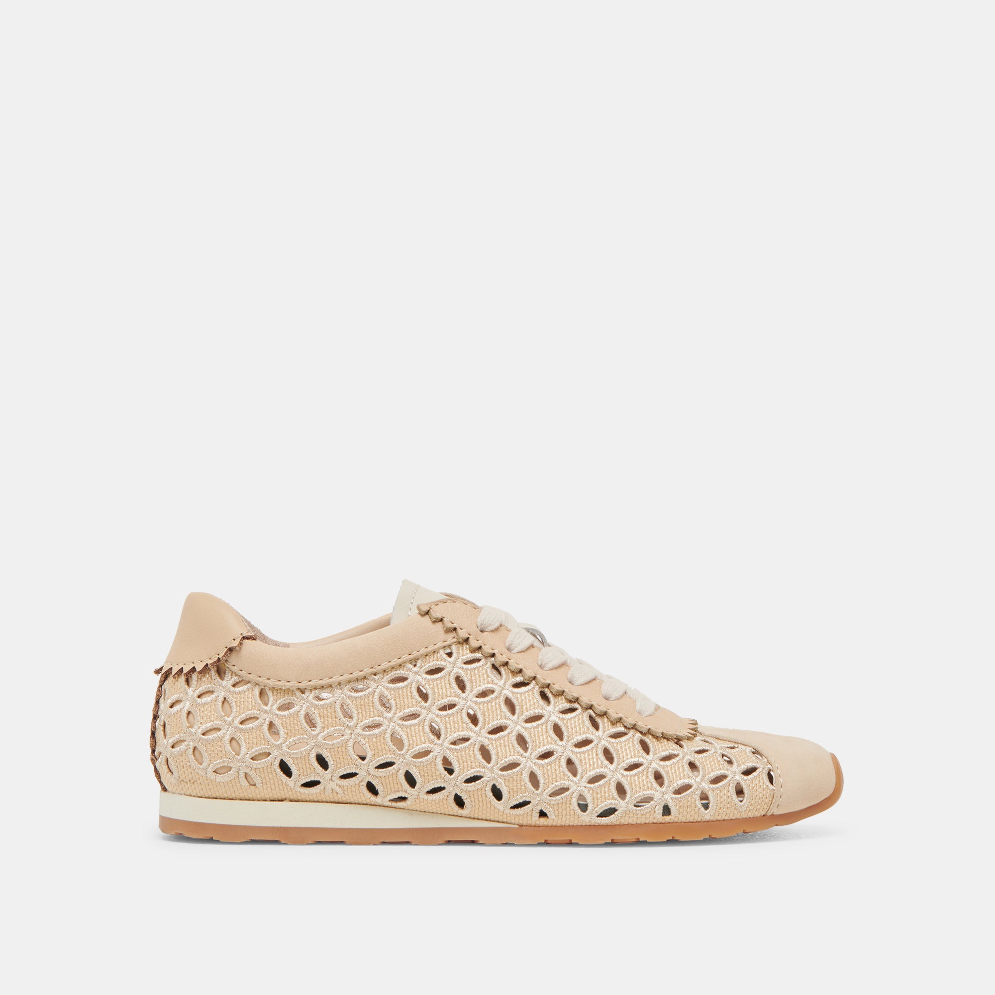DANIE EYELET PERF SNEAKERS Lightweight Natural Raffia Women's Casual Shoes - Perfect for Summer Outings, Beach Walks & Everyday Comfort