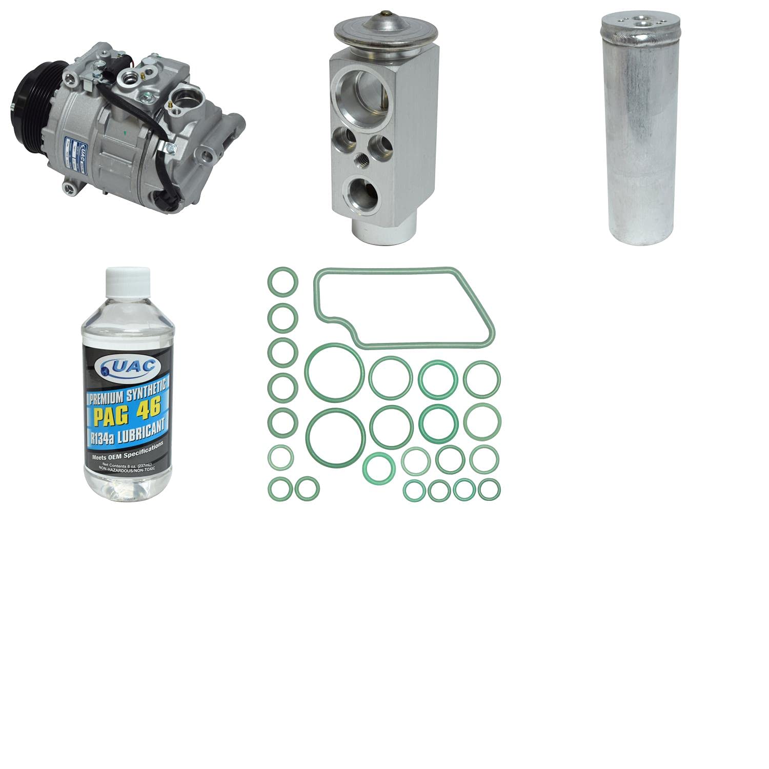 Universal Air Conditioner UAC A/C Compressor and Component Kit (KT2001) - Complete Car AC Repair Solution for Home Mechanics & DIY Auto Cooling System Maintenance