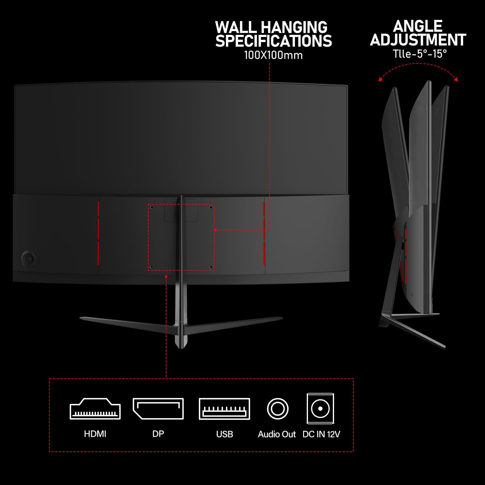 Gawfolk 27 Inch Curved Gaming Monitor - 165Hz/180Hz, Full HD 1080P, 1ms GTG, FreeSync, Low Motion Blur, Eye-Care Technology, VESA Mount, HDMI/DP Ports - Perfect for Esports, PC & Console Gaming (Black)