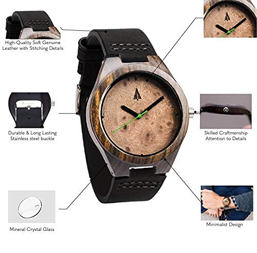 Men's Wooden Watch - Japanese Miyota Movement, Leather Strap - Stylish & Durable for Everyday Wear
