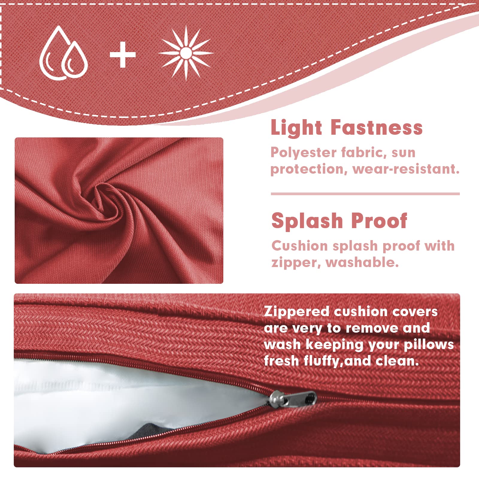 **Crownland 12-Piece Outdoor Patio Cushion Slipcovers Set - Waterproof Sofa & Couch Covers with Zipper Design (Red) - Includes 4 Seat Covers, Back Covers & Side Cushions - Perfect for Garden, Deck, Poolside & Patio Furniture Replacement**