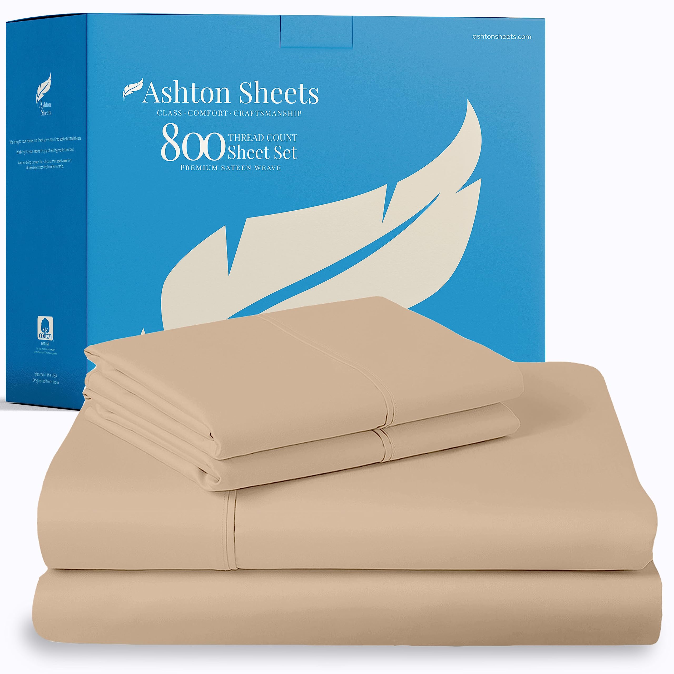 Premium 100% Egyptian Cotton California King Sheets Set - 4PC 800 Thread Count Cooling Bed Sheets for Adjustable Beds, Sleep Number Beds & Luxury Hotel Style Bedding (Taupe) - 16
