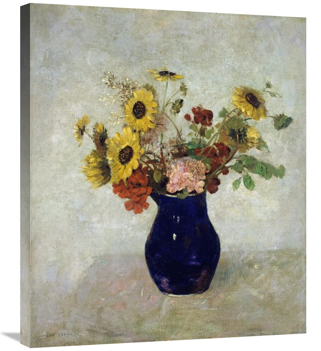 30 in. Vase De Fleurs Floral Art Print by Odilon Redon - Vintage French Flower Painting for Home Decor, Office Wall Art & Gift