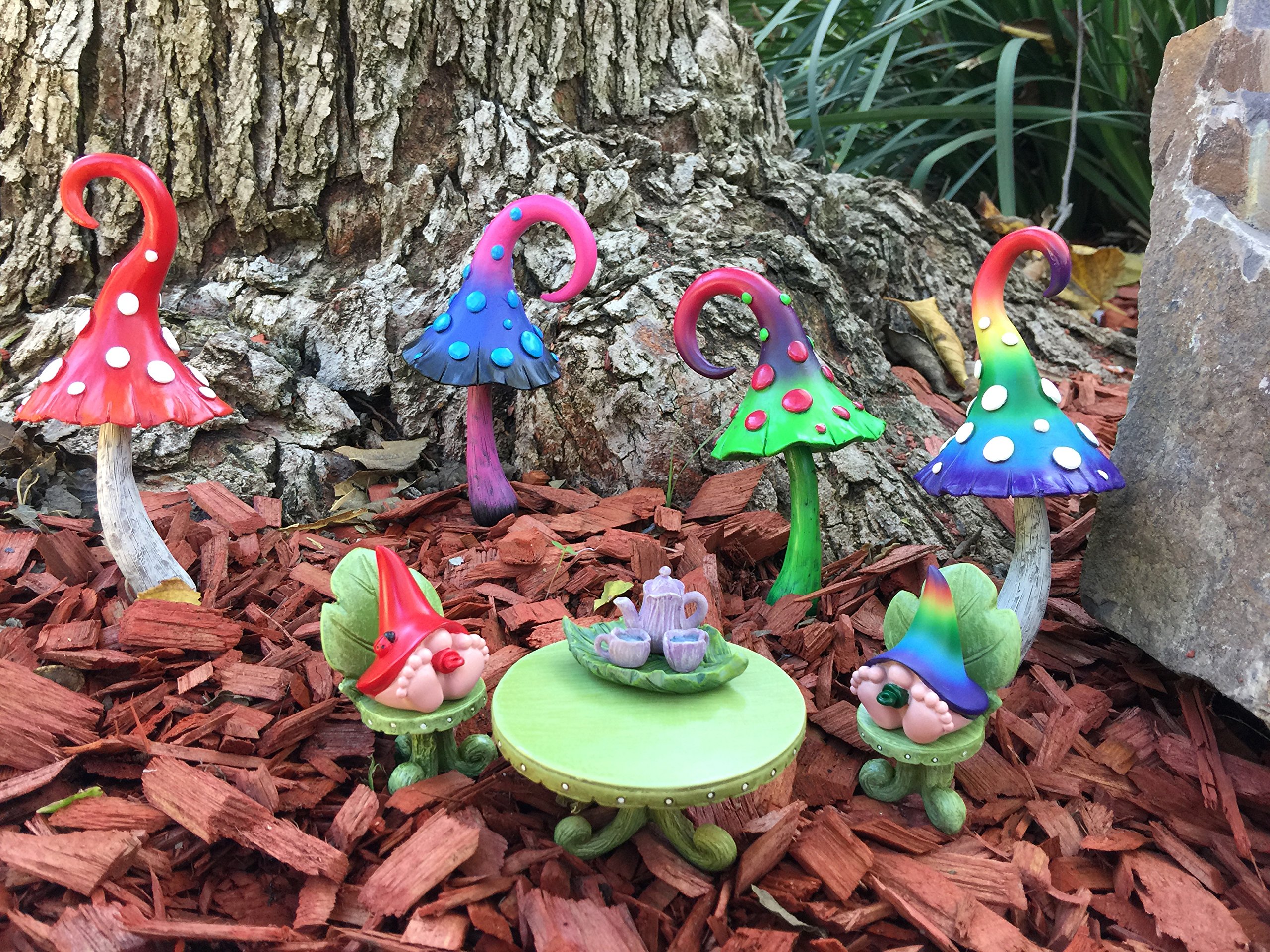 GlitZGlam Enchanted Miniature Blue Mushroom Decor - Fairy Garden & Gnome Accessory for Outdoor Fairy Houses, Terrariums & Magical Landscapes