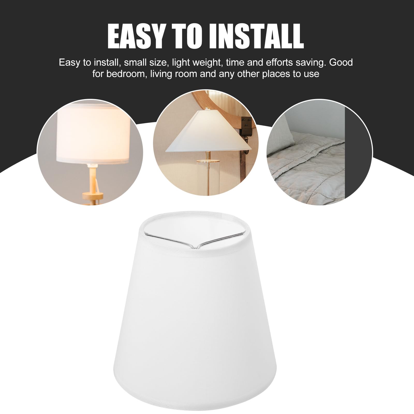 DOITOOL White Linen Fabric Drum Lampshade - Rustic Bell Shaped Table Lamp Cover for Bedroom, Living Room & Office Decor