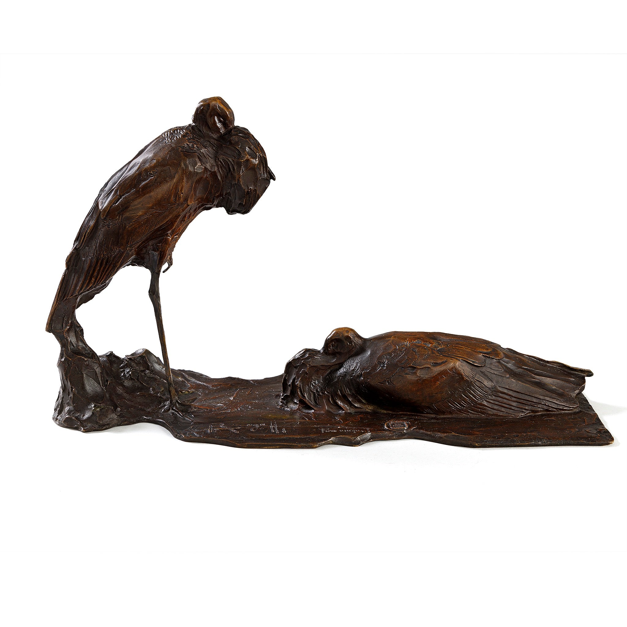 Rembrandt Bugatti 'Les Cigognes au Repos' Bronze Stork Sculpture - Elegant Home Decor & Office Art Collection