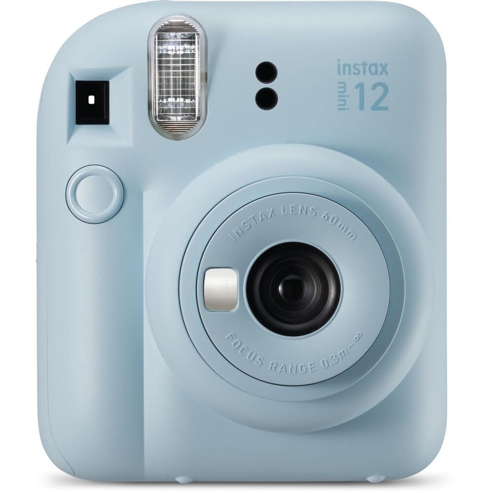 Fujifilm INSTAX MINI 12 Instant Camera Bundle - Pastel Blue with 10 Exposure Film, AA Batteries & Cleaning Cloth | Perfect for Travel, Parties, Birthdays & Instant Photo Gifts
