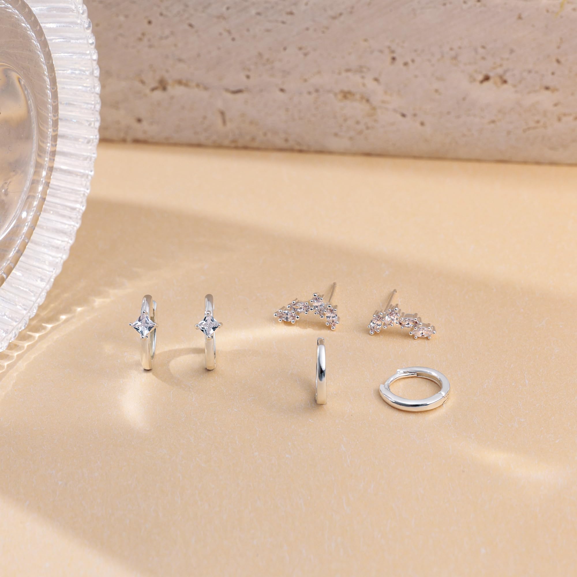 3 Pairs 14K Gold Plated Hoop Earrings Set - Dainty Stud, Dangle & Huggie Cartilage Earrings for Women | Hypoallergenic, Trendy Small Gold Jewelry | Perfect for Everyday Wear, Parties & Gift Giving