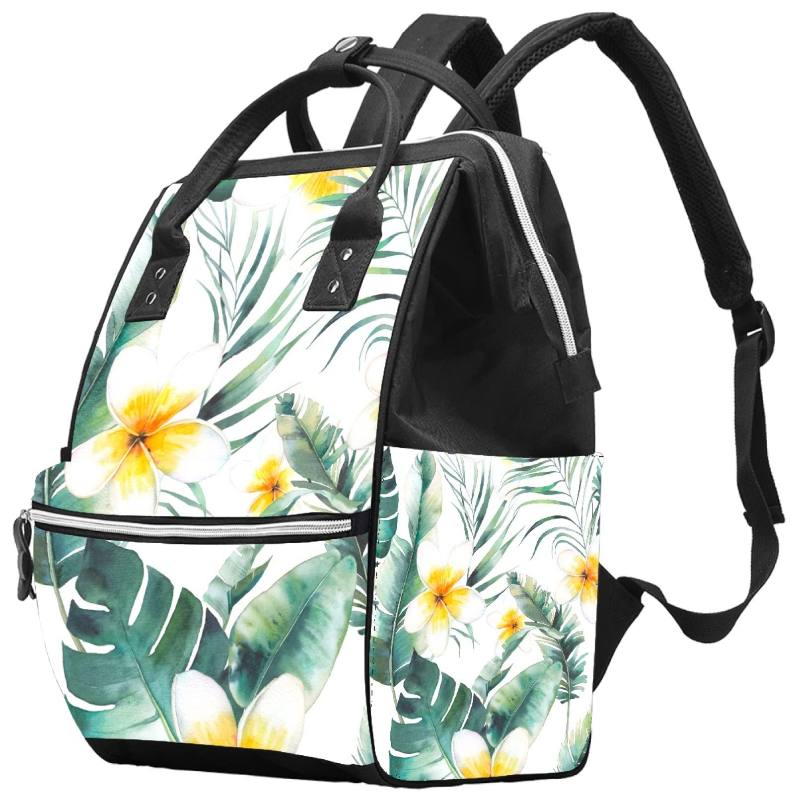 **Plumeria Flowers Diaper Backpack for Moms & Dads - Large Capacity Baby Travel Backpack for Girls & Boys - Perfect for Daycare, Travel & Outings**