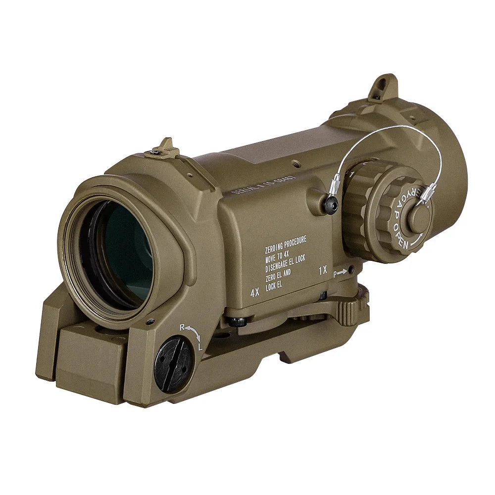 Tactical Rifle Scope 1-4x24 Red Illuminated Dual Purpose Scope with Red Dot Sight - Perfect for Hunting, Shooting & Tactical Use - Includes Rubber Covers for Protection