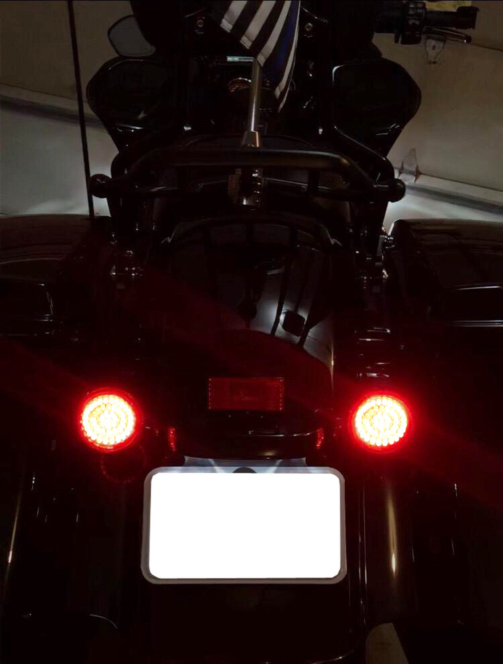 2 Pack 1157 Dual Filament LED Bulbs - Red Turn Signal Tail Brake Lights Compatible with Harley Davidson Motorcycles - High Visibility for Night Riding & Safety