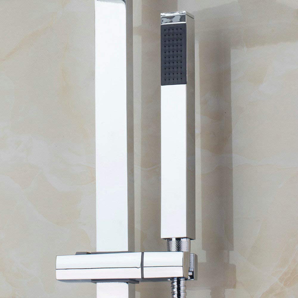 8 Inch Chrome Brass Bathroom Shower Set - Wall Mounted Square Stainless Steel Water Saving Faucet for Modern Bathrooms | Ultra-Thin Design for Space Saving | Perfect for Small Bathrooms & Luxury Showers