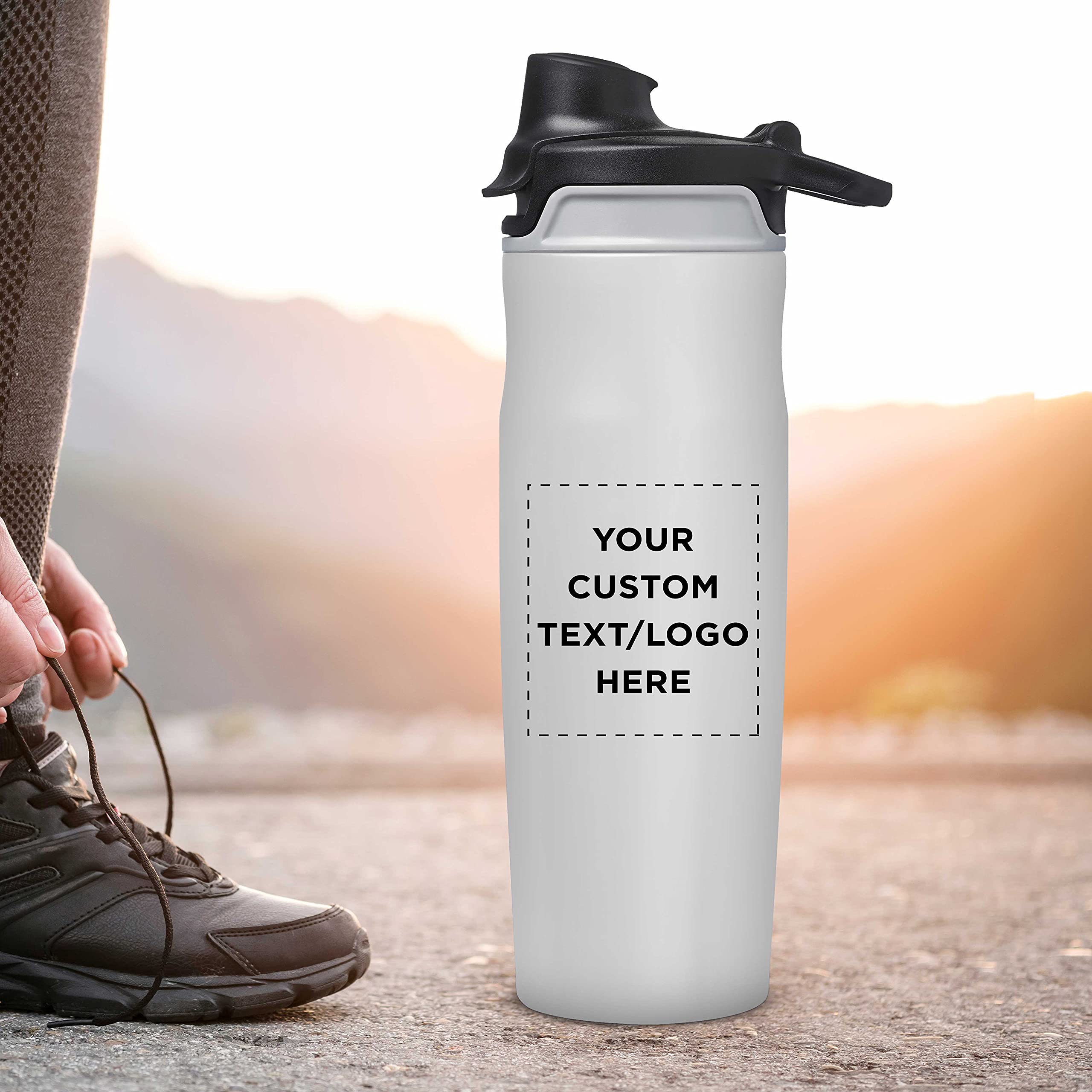 Custom 20oz Juno Water Bottles with Flip Lid - Bulk Pack of 24 Reusable Personalized Bottles - Ideal for Gym, Hiking, Cycling & School - White - Perfect for Sports, Outdoor Activities & Team Events