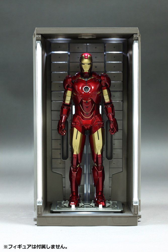 Hot Toys Iron Man 2 Movie Masterpiece 1/6 Scale Hall of Armor Diorama Figure with 7 Stickers - Japan Import - Perfect for Marvel Collectors & Home Display