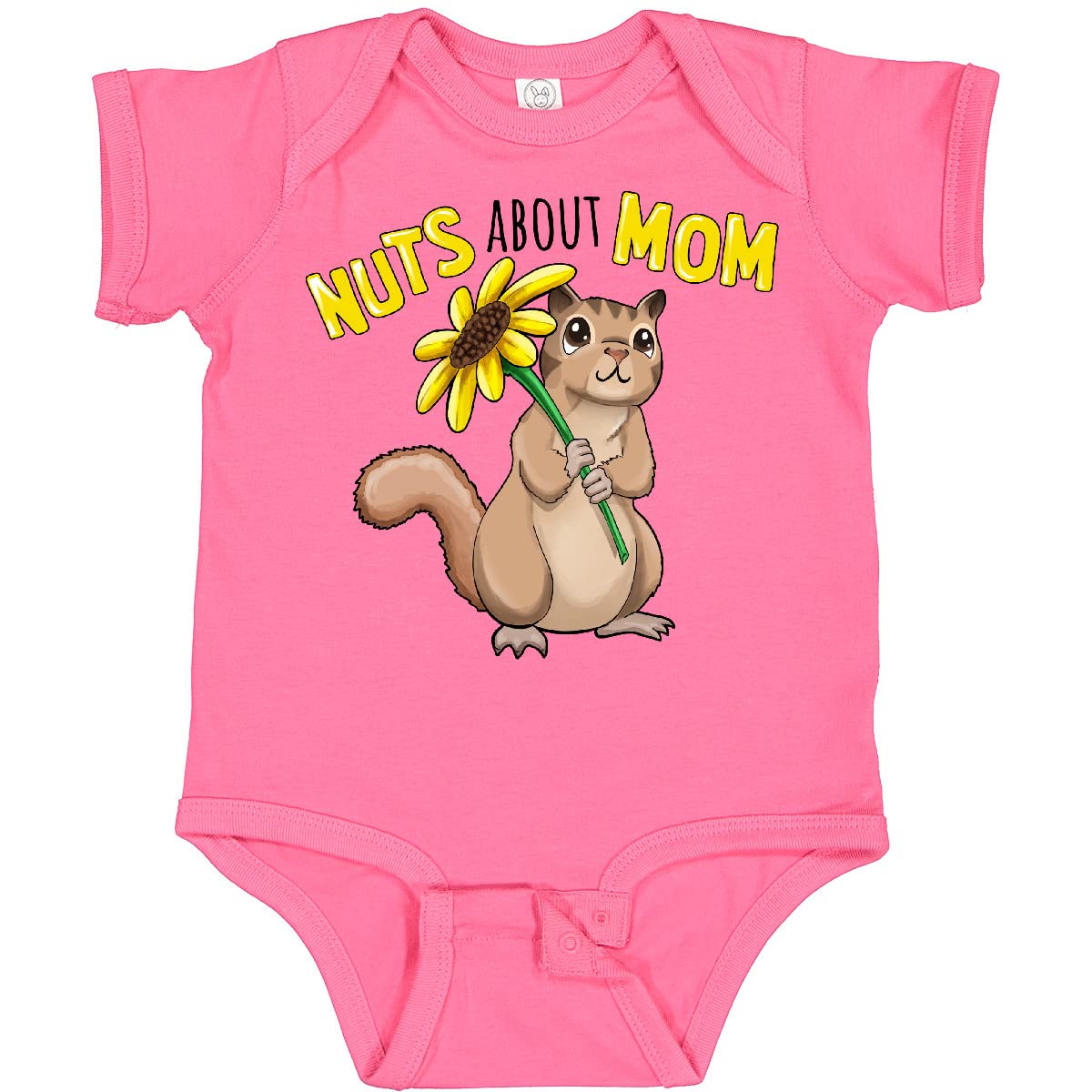 Inktastic 'Nuts About Mom' Cute Chipmunk with Sunflower Baby Bodysuit - Soft Cotton Onesie for Newborns & Infants | Perfect Gift for Mother's Day & Baby Showers