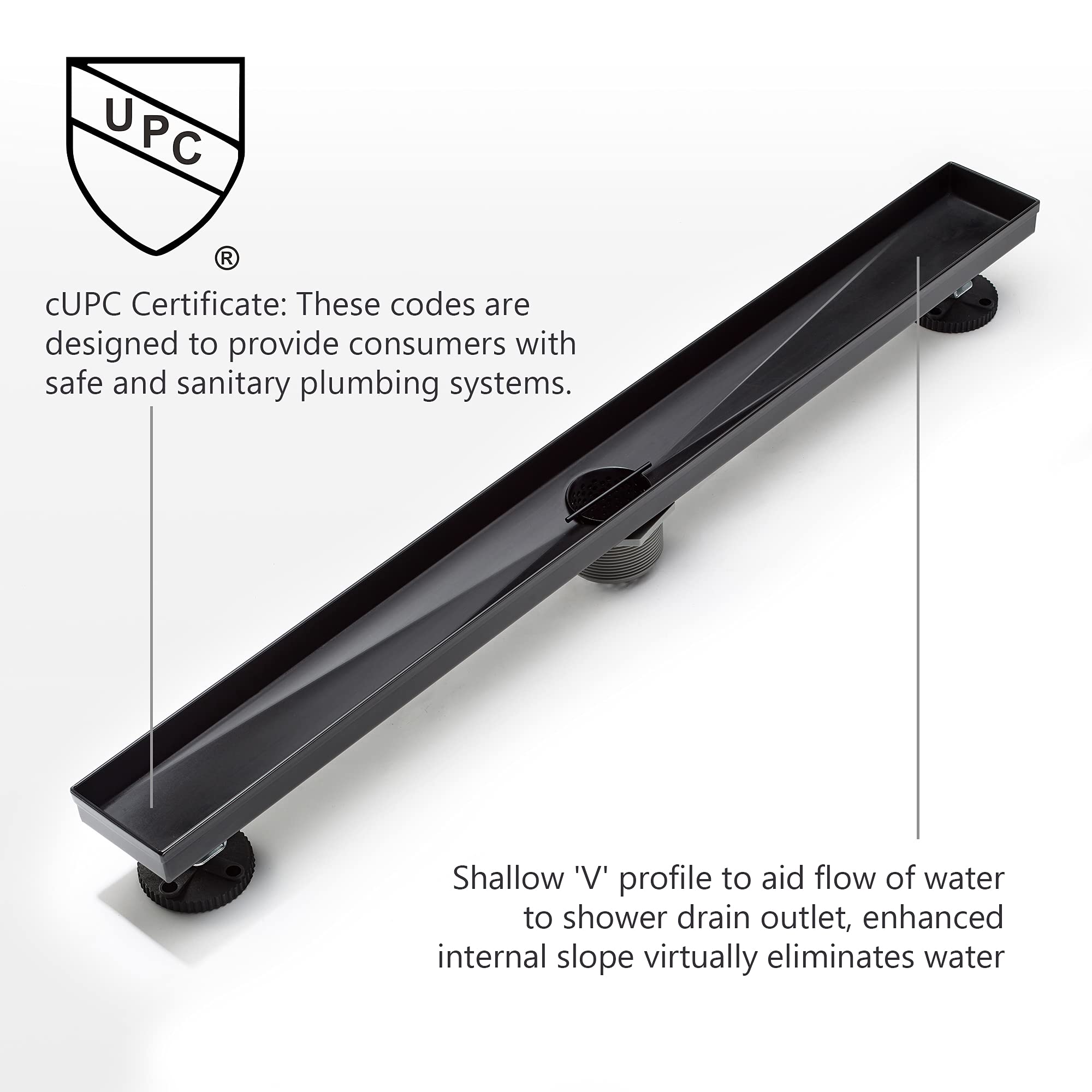 HEATGENE 24-Inch Linear Shower Drain - Stainless Steel Rectangle Shower Floor Drain with Removable Quadrato Pattern Grate & Hair Strainer - Venetian Bronze Finish - Perfect for Modern Bathroom & Wet Room Drainage Systems