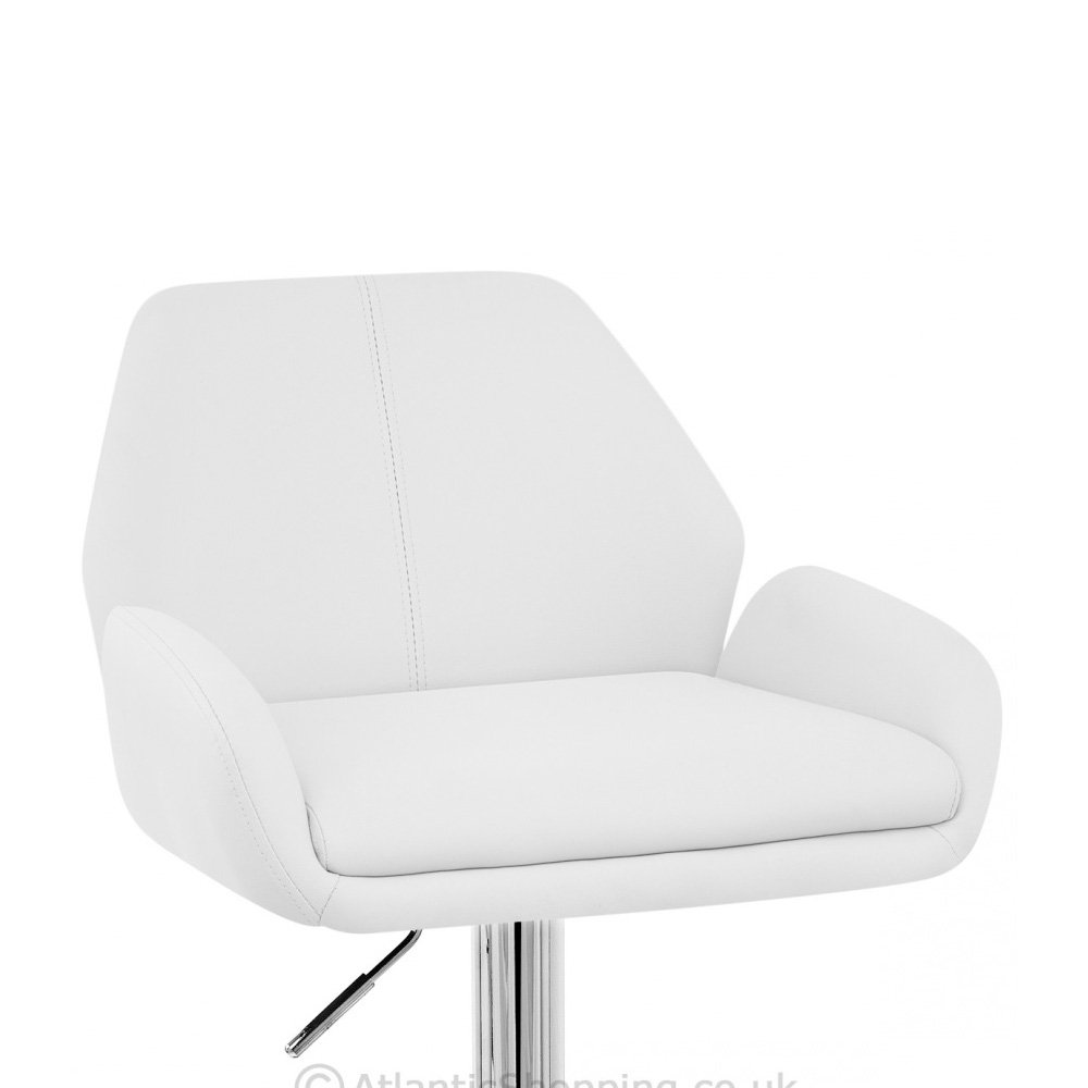 Tesla Leather Modern Adjustable Bar Stool - Vanilla White, Perfect for Kitchen Counter, Home Bar & Office Workspace