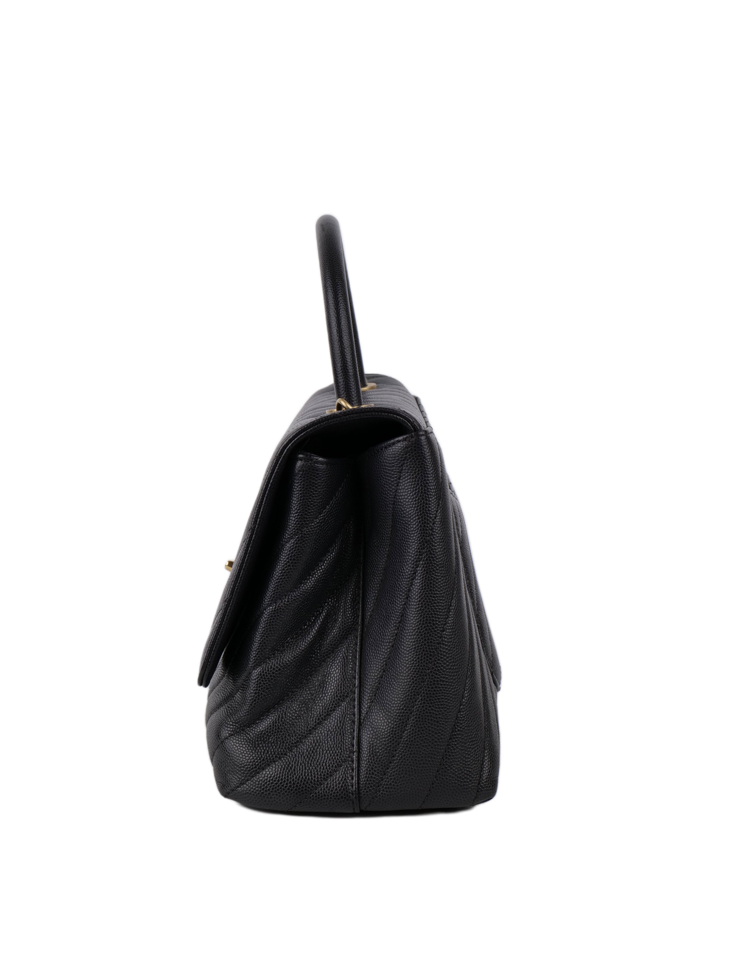Chanel Medium Coco Handle Bag in Dark Grey with Gold Hardware - Luxury Designer Handbag for Women, Perfect for Work, Evening & Special Occasions