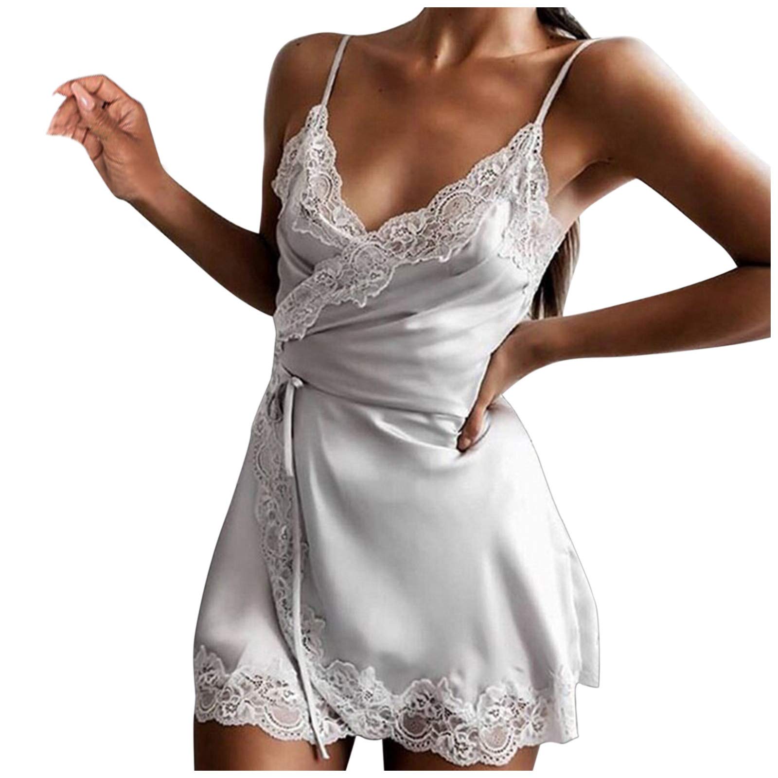 Plus Size Sleeveless Lace Cami Dress for Women - Comfortable Sleepwear & Lingerie Pajama Dress for Nightwear, Lounging, and Special Occasions