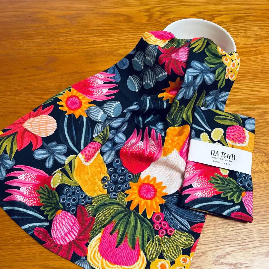 Banksia Beauty Designer Tea Towel - Premium Cotton Kitchen Towel for Drying Dishes & Decor - Perfect for Home, Kitchen, and Gift Giving