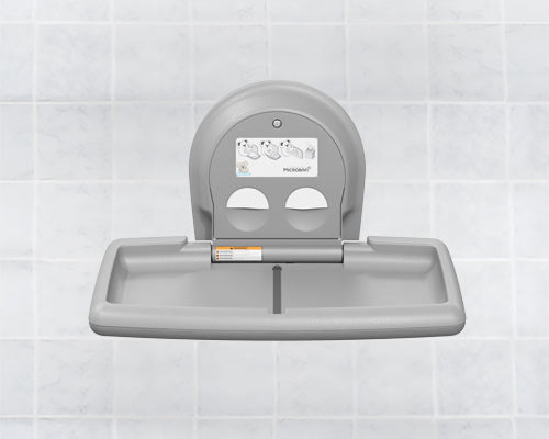 Koala Kare Horizontal Wall Mounted Baby Changing Station - Grey | ADA Compliant Diaper Changing Table for Public Restrooms & Daycare Centers | Durable & Hygienic Nursery Changing Solution