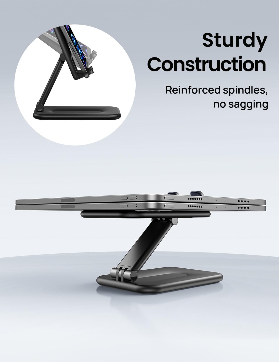 OMOTON Adjustable Foldable Tablet Stand Holder for iPad, iPhone, Samsung Galaxy Tab - Portable Monitor Stand & Desktop Dock for iPad Pro/Air/Mini, Galaxy Tab, Smartphones (Up to 12.9
