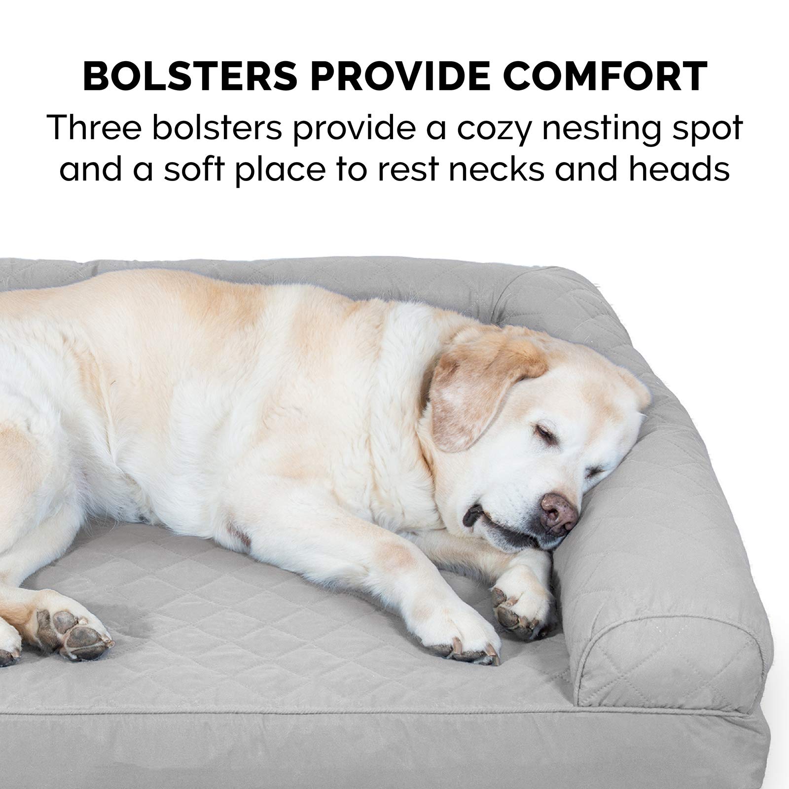 Furhaven Cooling Gel Dog Bed for Large Dogs - XXL Orthopedic Pet Sofa with Removable Bolsters & Washable Cover - Supports Up to 125 lbs - Silver Gray - Perfect for Hot Weather & Joint Pain Relief - Ideal for Living Room, Bedroom or Kennel Use