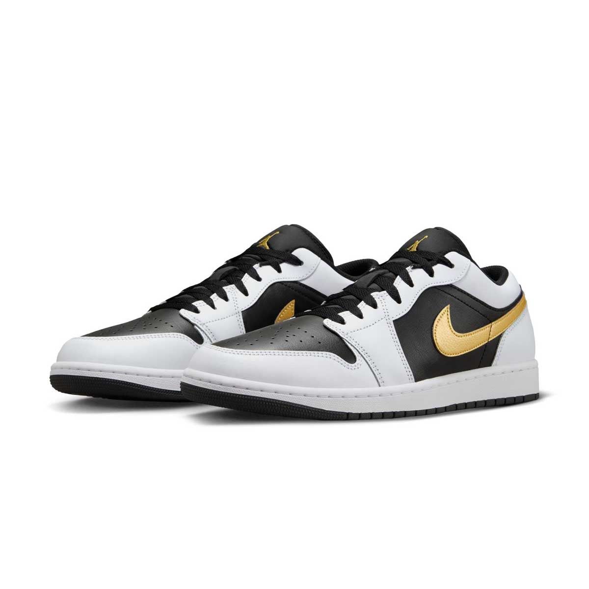 Air Jordan 1 Low Sneakers - White Black Gold Swoosh Basketball Shoes for Men & Women | Casual Wear, Street Style & Sports Performance