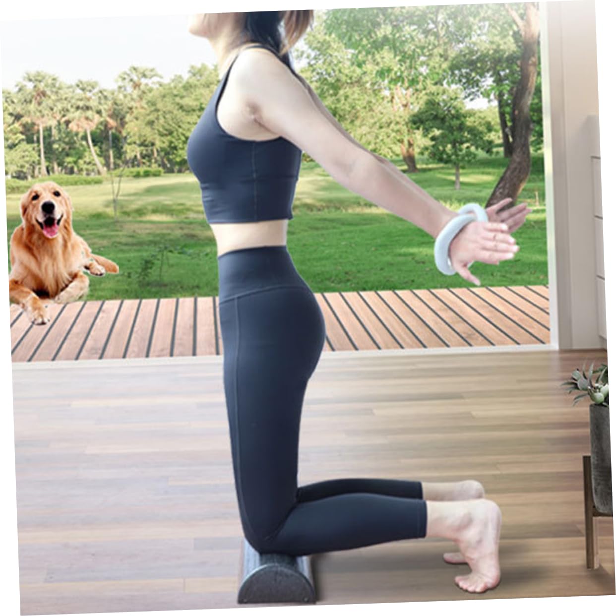 POPETPOP Yoga & Massage Roller Set - Half Foam Roller for Muscle Recovery, Semicircle Yoga Roller for Gym Equipment - Perfect for Home Workouts, Physical Therapy & Fitness Training