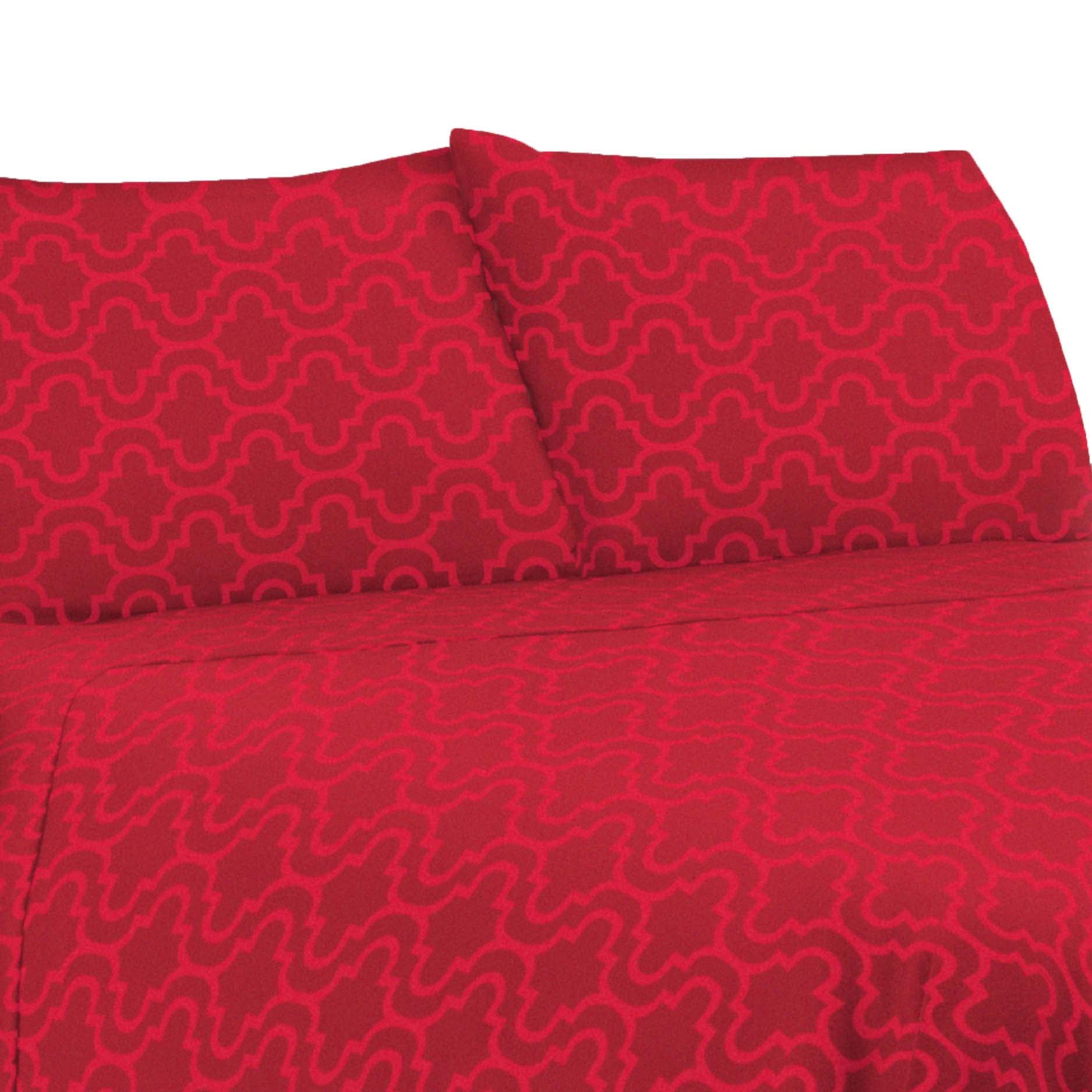 Soft Cotton Flannel Trellis Pattern Deep Pocket Sheet Set - Queen Size, 4-Piece Bedding Set for Cozy Winter Nights & Cold Weather Comfort