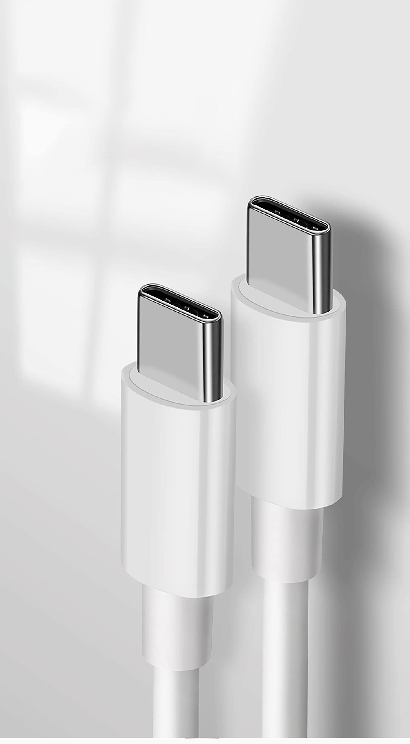Premium 6ft USB C to USB C Cable - Fast Charging Type C Cord for Samsung Galaxy, iPhone 15, MacBook & More - Durable White USB-C Charger for Home, Office & Travel