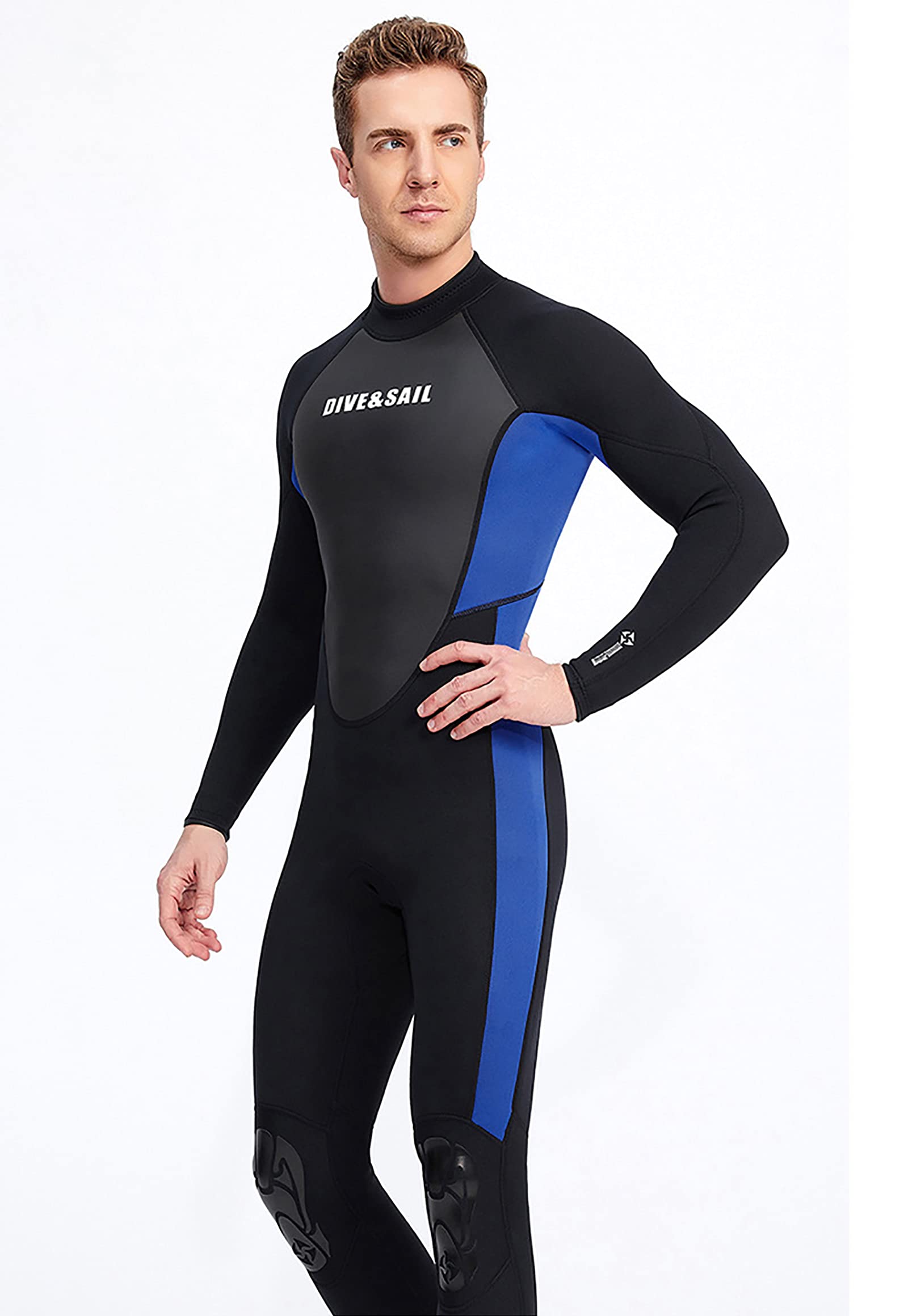 **3mm Neoprene Full Body Wetsuit for Men & Women - Long Sleeve One-Piece Diving Suit with Extended Back Zipper - Warm & Comfortable for Surfing, Swimming, Snorkeling & Water Sports (Blue, Men's XXL)**