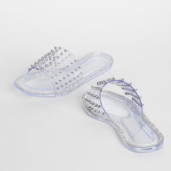 Josie Clear Spiked Sandals for Women - Trendy Transparent Chunky Heel Open Toe Summer Shoes - Perfect for Beach, Parties & Casual Outfits