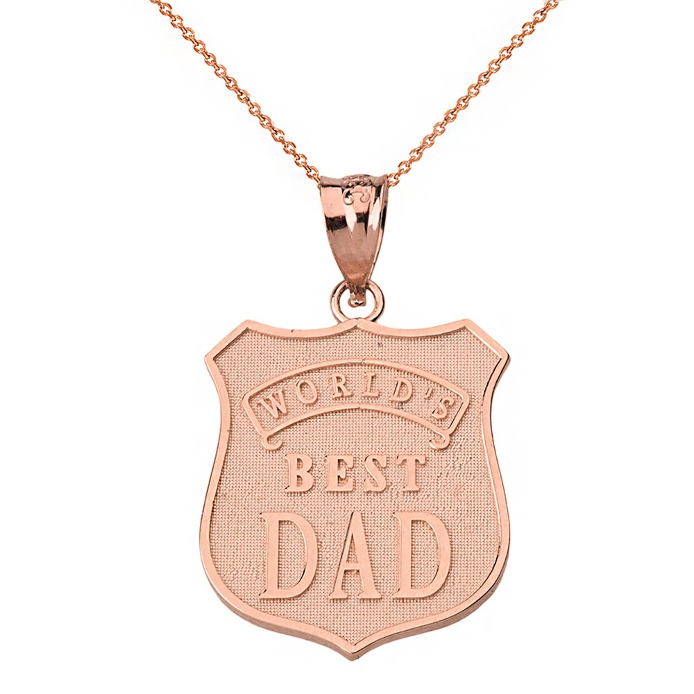 10k Rose Gold World's Best Dad Pendant Necklace for Men - Matte Finish Fine Jewelry Gift for Father's Day, Birthday & Special Occasions