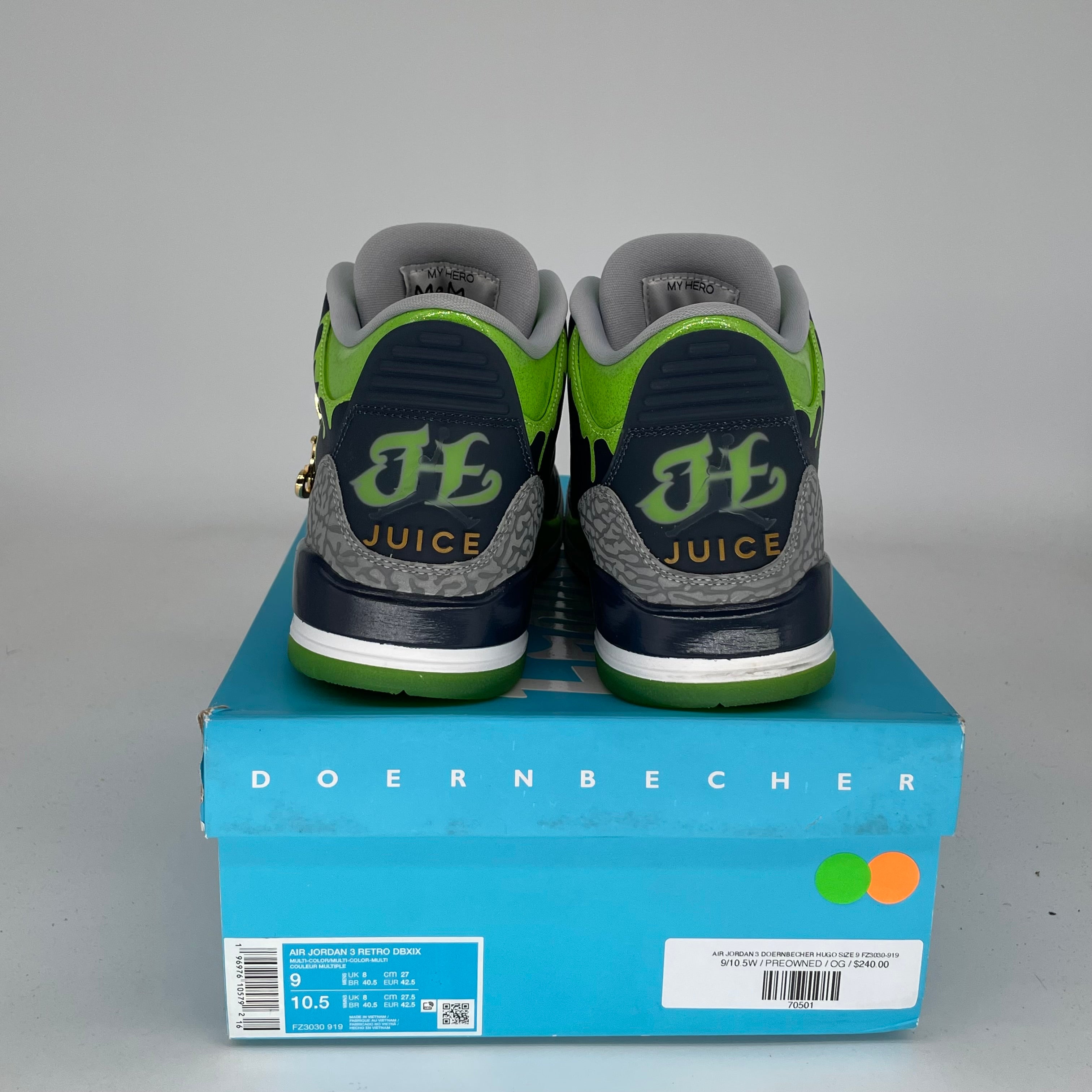 Original Air Jordan 3 Doernbecher Hugo Size 9 Men's Basketball Shoes FZ3030-919 - Retro Sneakers for Streetwear & Basketball Enthusiasts