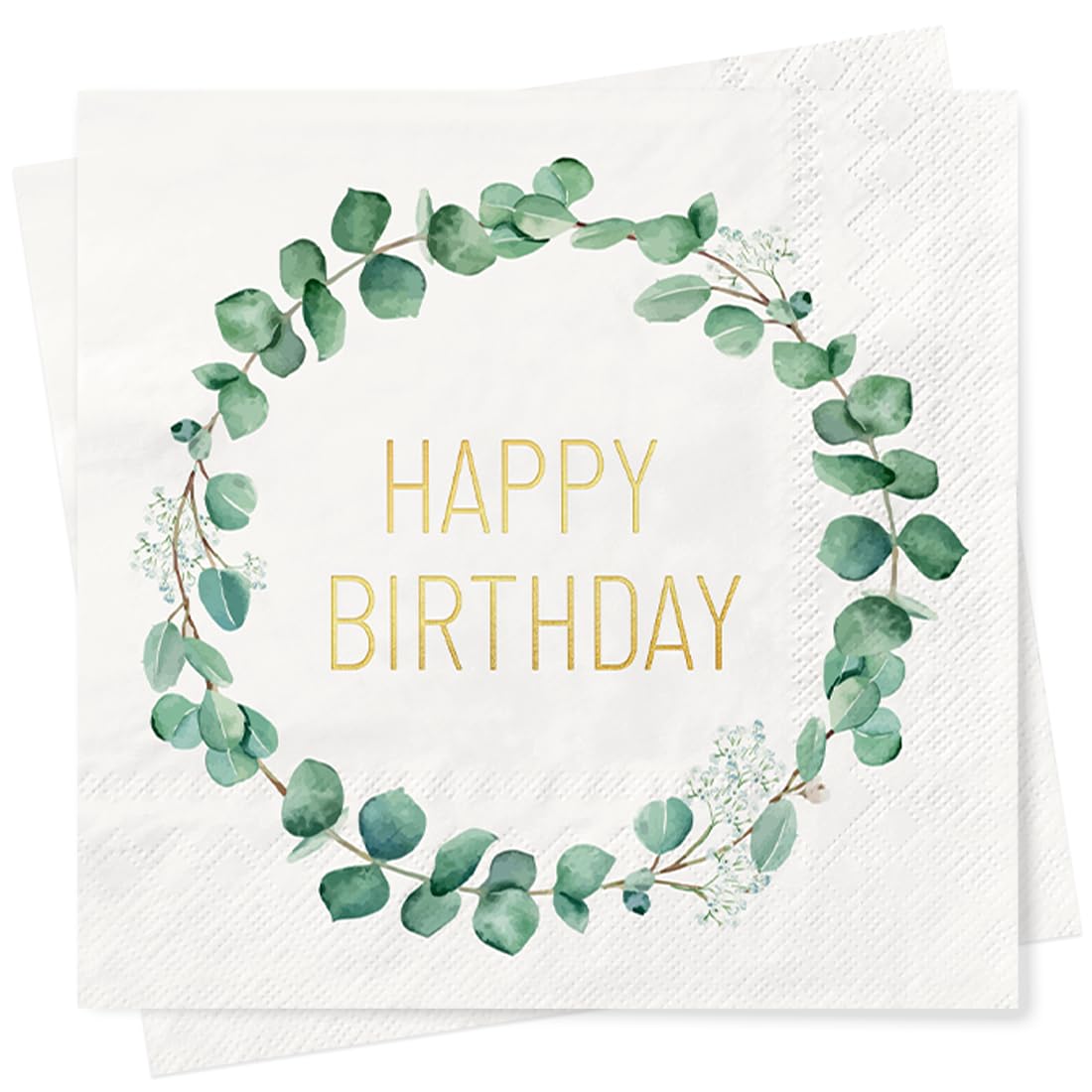 40 Pack Eucalyptus Green Birthday Napkins - Sage Green Happy Birthday Party Decorations for Women & Men - Perfect for Birthday Tables, Celebrations & Events