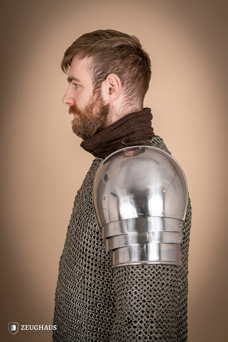 Polished 1.6mm Pauldrons 1460 - Medieval Armor Shoulder Plates for LARP, Cosplay & Renaissance Fairs
