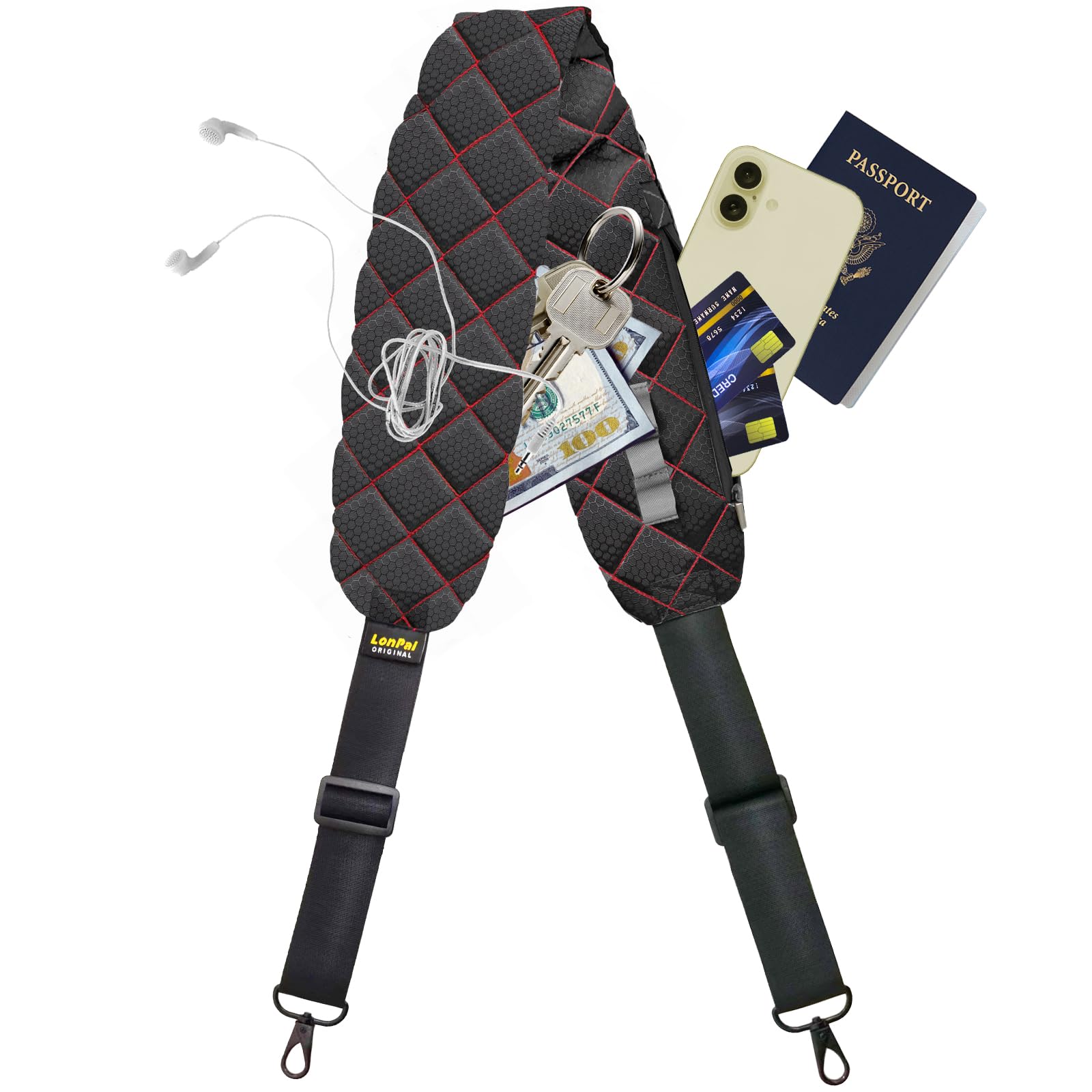 Anti-Theft Reversible Shoulder Strap Bag Belt - Ultra Comfortable Padded Design with Secure Pockets | Stylish 2-Tone Crossbody Purse for Travel, Work & Daily Use