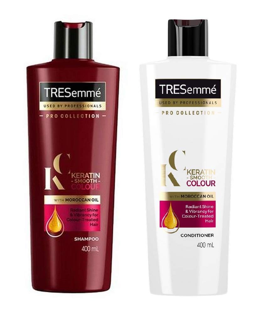 TRESemmé Keratin Smooth Color Shampoo & Conditioner Set - 400ml Each | Sulfate-Free Hair Care for Colored & Frizzy Hair | Salon-Quality Smoothing Treatment at Home