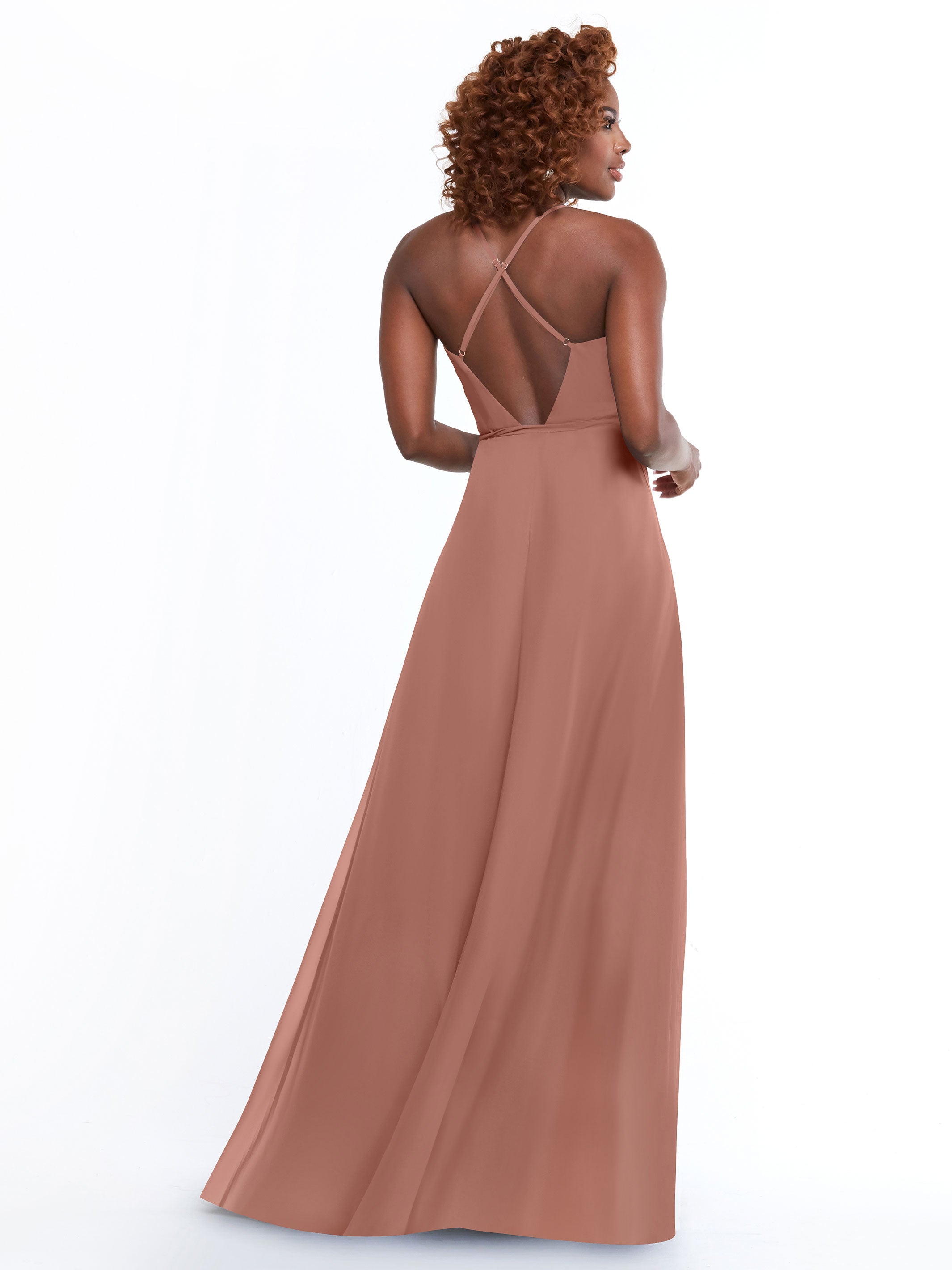 Elegant 80171 Sheath Chiffon Bridesmaid Dress with Adjustable Self-Tie Waist Sash - Perfect for Weddings, Formal Events & Special Occasions