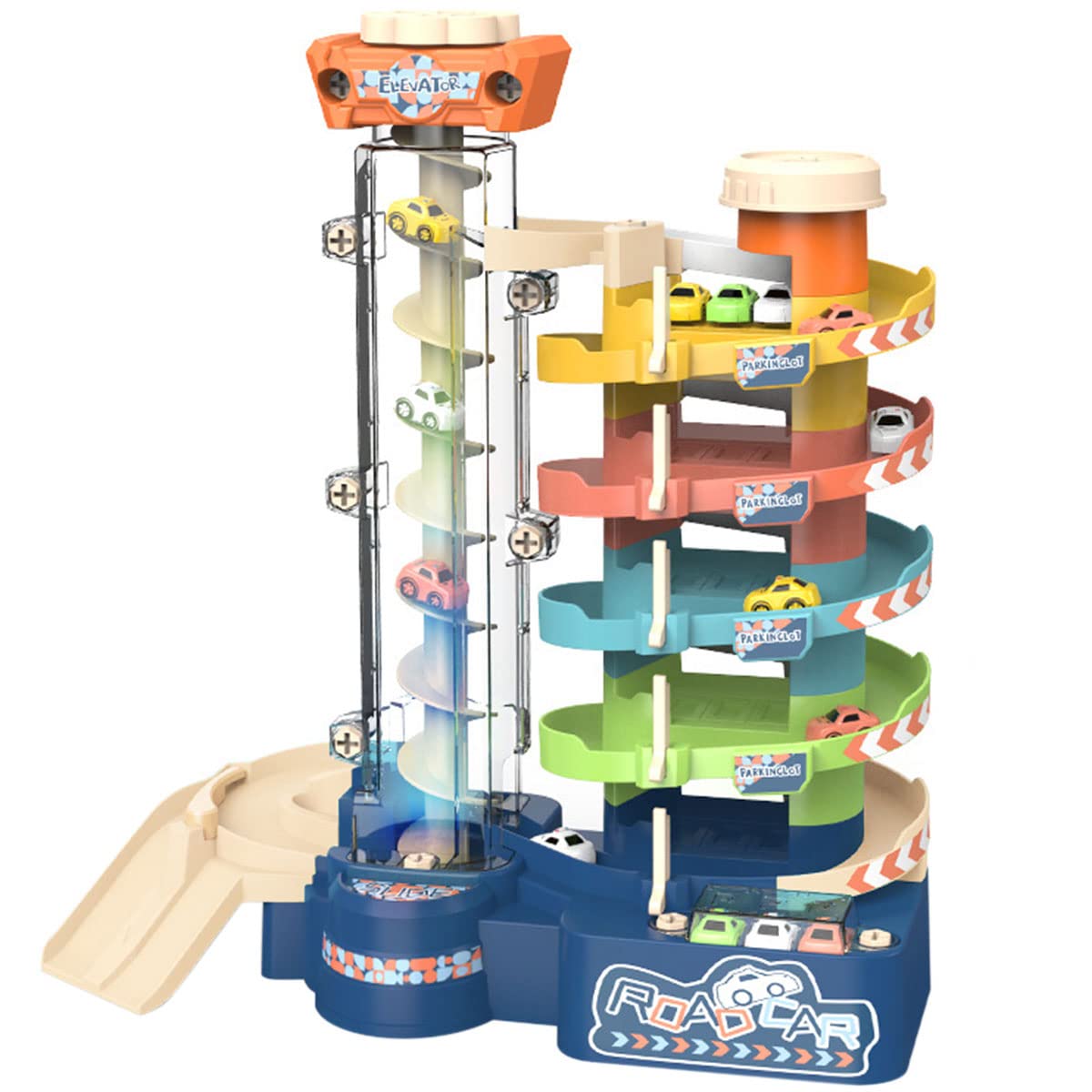 Hotbest 5-Level Automatic & Manual Garage Track Set with Screwdriver & 5 Toy Cars - Parking Lot Playset for Kids 3+ to Improve Fine Motor Skills - Perfect for Indoor Playtime, Birthday Gifts & Preschool Learning Activities