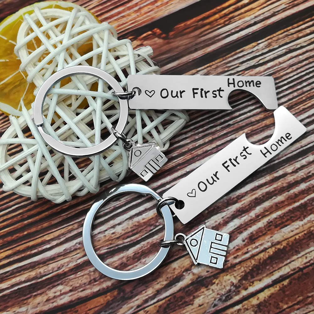 Vadaka Our First Home Keychains - 2 Pack Housewarming Gift for New Homeowners, Realtor Closing Gifts, Moving in Present - Perfect for House Keys, New Home Celebrations & Real Estate Agent Gifts