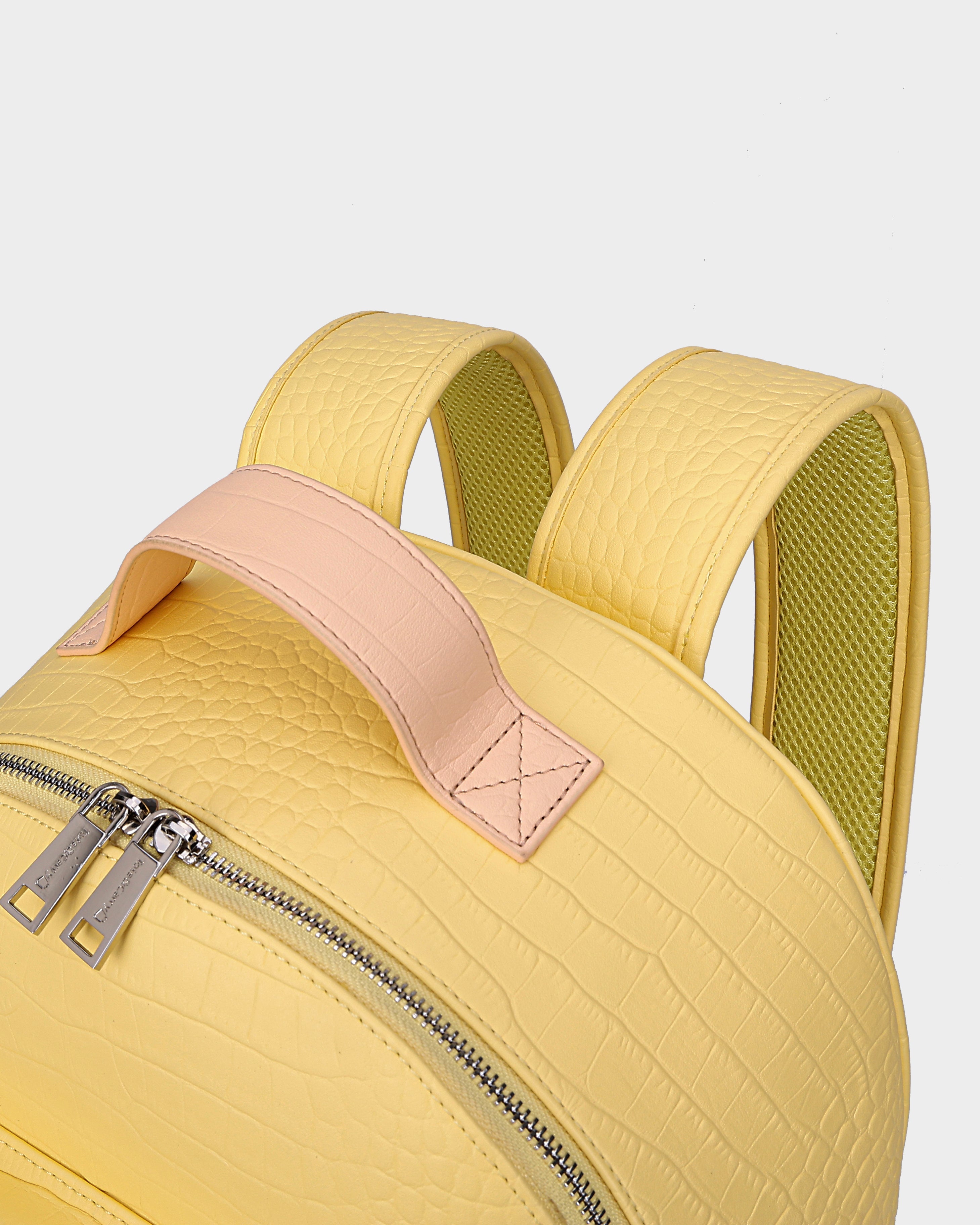 Premium Yellow Leather Backpack for Men & Women - Durable & Stylish Travel, Work & School Backpack