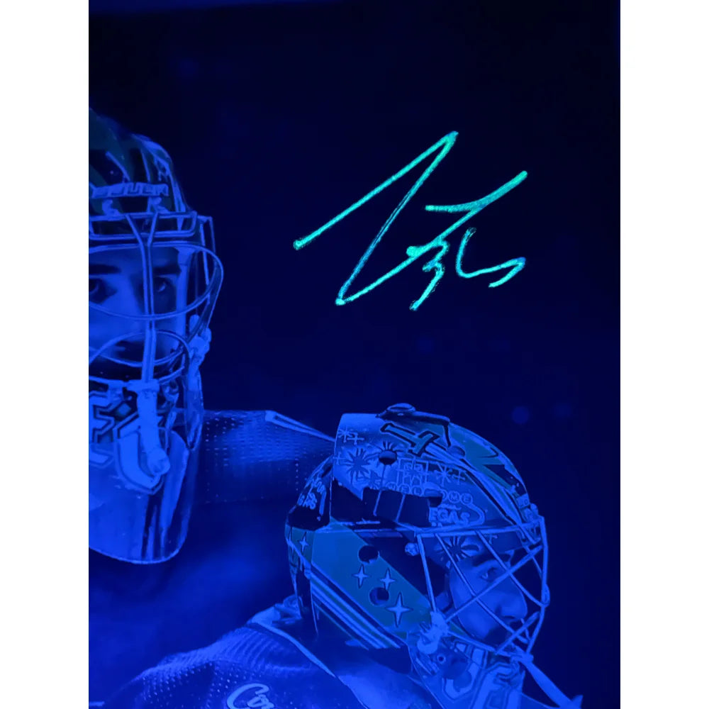 Logan Thompson Vegas Golden Knights Autographed 11x17 Glow Poster Photo - Signed Memorabilia for Hockey Fans, Man Cave & Sports Room Decor