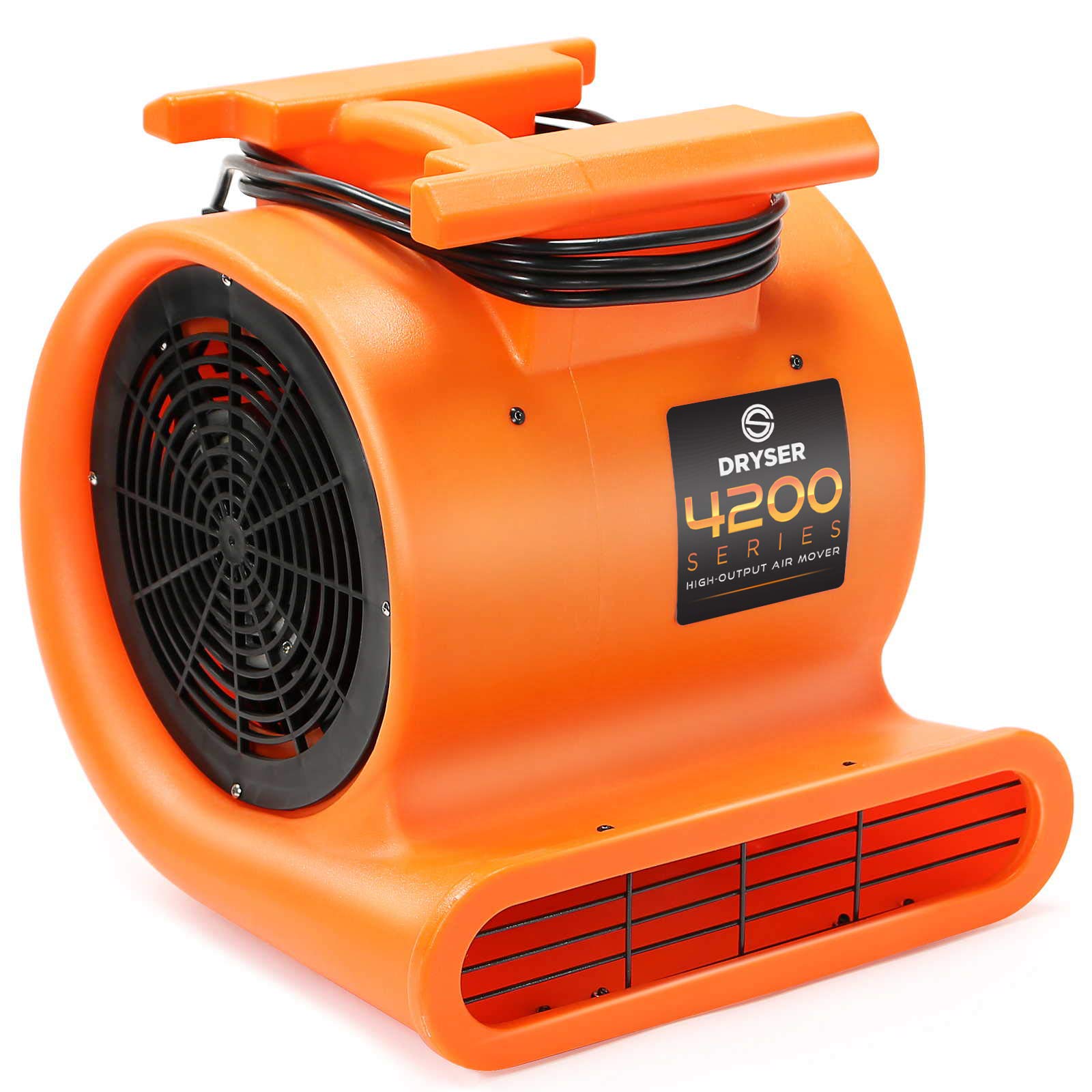 Dryser 12pk 1HP Industrial Air Mover - 3-Speed Stackable Carpet Dryer & Floor Blower Fan (Orange) - Perfect for Water Damage Restoration, Flood Cleanup, and Quick Drying of Carpets, Floors & Construction Sites