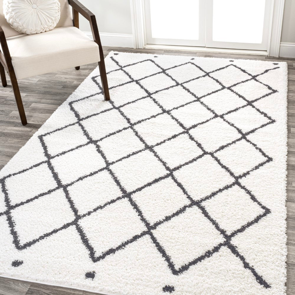 Moroccan Style Diamond Shag Area Rug - Soft Plush Living Room Carpet for Bedroom, Nursery & Home Decor | Boho Chic Design with High Pile for Cozy Comfort